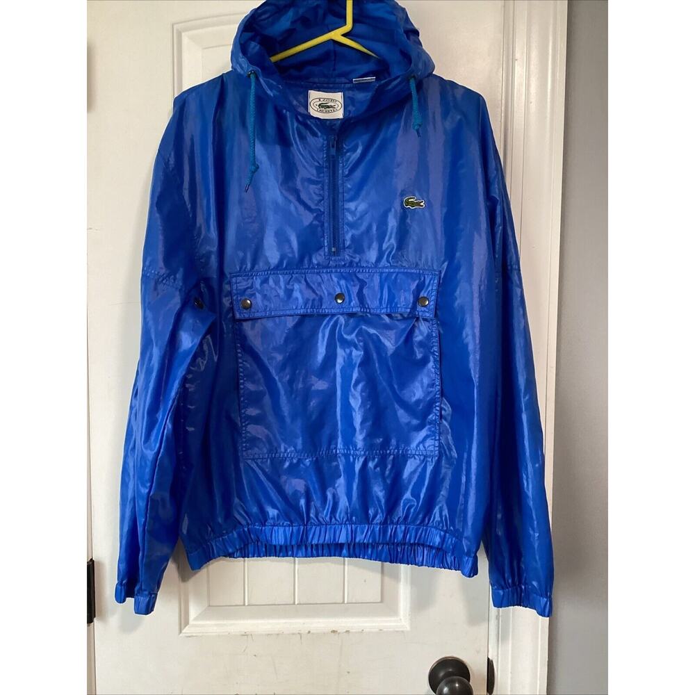 Lacoste IZOD Vintage Collaboration Blue Windbreaker Hooded Large RARE‎
